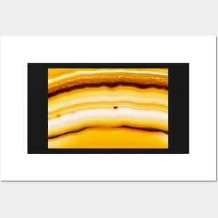 Yellow brown slice striped mineral cross section Posters and Art